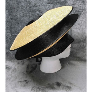 Shellie McDowell Staw / Black Fascinator, derby Hat or Church hat